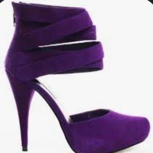 Steve Madden Purple Strappy Suede Heels Size 8 Tayla Platform Eggplant